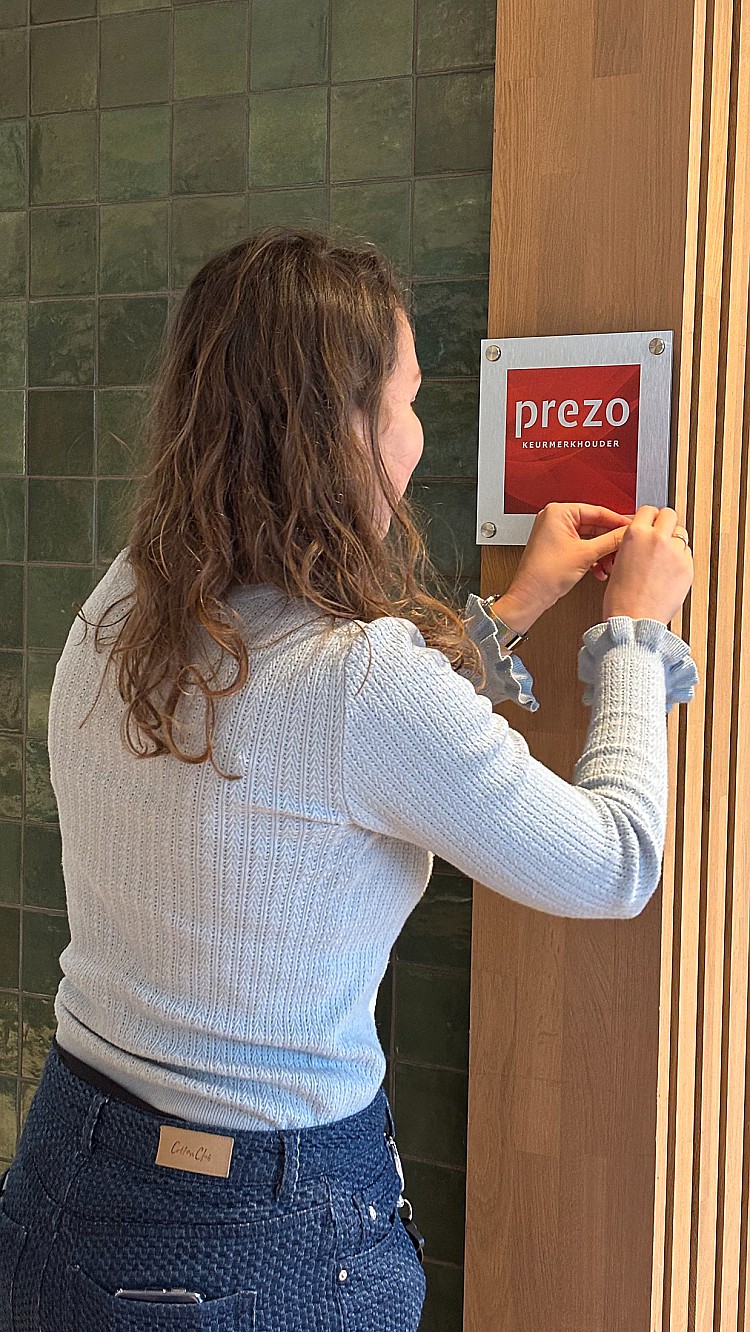 Het PREZO keurmerk heeft een mooie plek gekregen. 